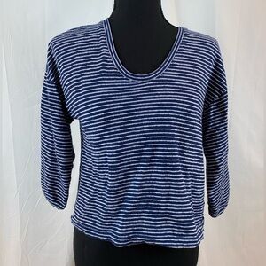 Madewell Navy and White Striped Long Sleeve Top‎